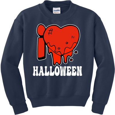 I Love Halloween Creepy Heart Kids Sweatshirt