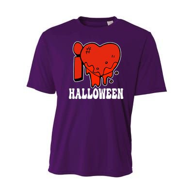 I Love Halloween Creepy Heart Youth Performance Sprint T-Shirt