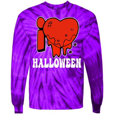 I Love Halloween Creepy Heart Tie-Dye Long Sleeve Shirt