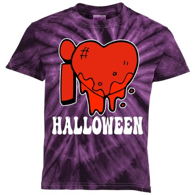 I Love Halloween Creepy Heart Kids Tie-Dye T-Shirt