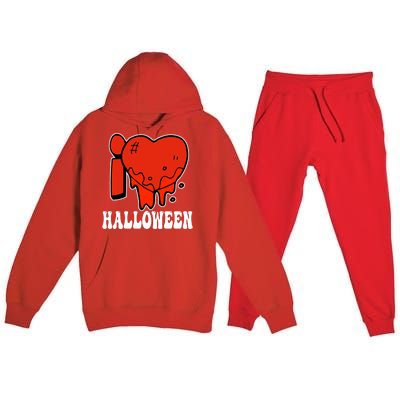 I Love Halloween Creepy Heart Premium Hooded Sweatsuit Set