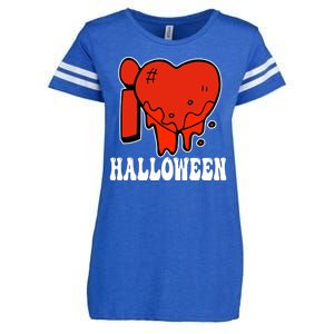 I Love Halloween Creepy Heart Enza Ladies Jersey Football T-Shirt