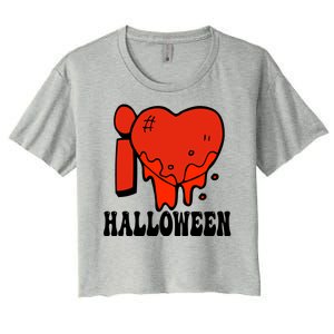 I Love Halloween Creepy Heart Women's Crop Top Tee