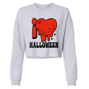 I Love Halloween Creepy Heart Cropped Pullover Crew