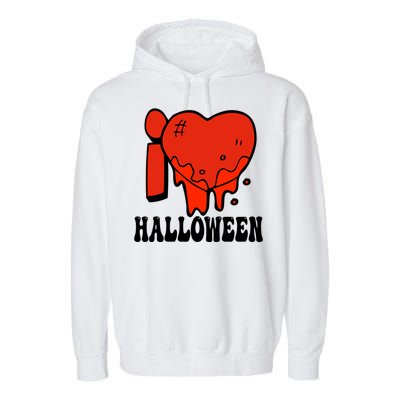 I Love Halloween Creepy Heart Garment-Dyed Fleece Hoodie