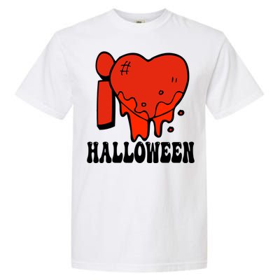 I Love Halloween Creepy Heart Garment-Dyed Heavyweight T-Shirt