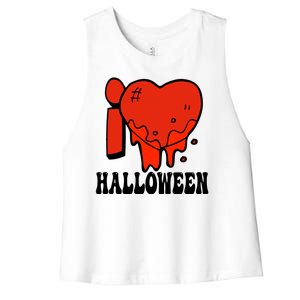 I Love Halloween Creepy Heart Women's Racerback Cropped Tank