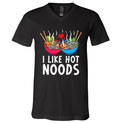 I Like Hot Noods Funny Ramen Noodles V-Neck T-Shirt