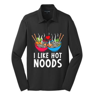 I Like Hot Noods Funny Ramen Noodles Silk Touch Performance Long Sleeve Polo