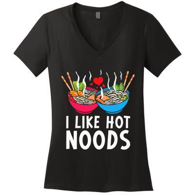 I Like Hot Noods Funny Ramen Noodles Women's V-Neck T-Shirt