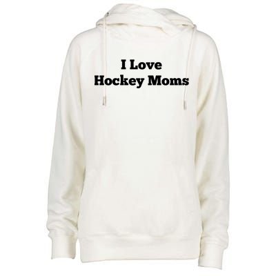 I Love Hockey Moms Gift Womens Funnel Neck Pullover Hood