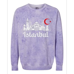 Istanbul Landmark Hagia Sophia Silhouette Turkey Muslim Flag Colorblast Crewneck Sweatshirt