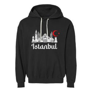 Istanbul Landmark Hagia Sophia Silhouette Turkey Muslim Flag Garment-Dyed Fleece Hoodie