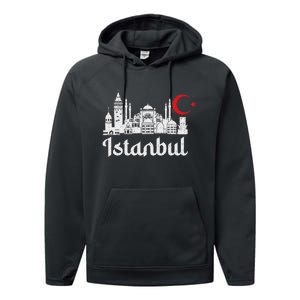 Istanbul Landmark Hagia Sophia Silhouette Turkey Muslim Flag Performance Fleece Hoodie