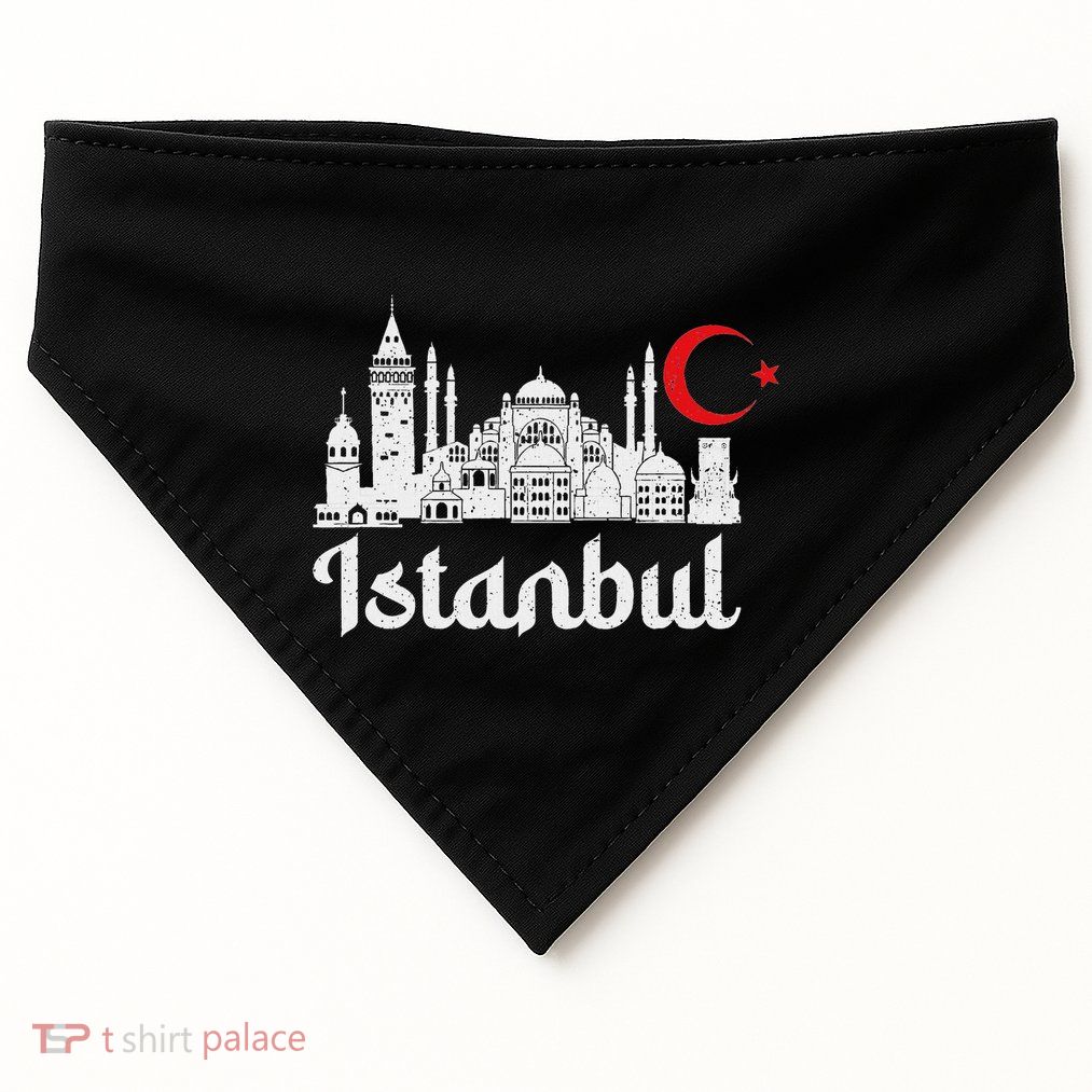 Istanbul Landmark Hagia Sophia Silhouette Turkey Muslim Flag USA-Made Doggie Bandana
