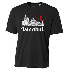 Istanbul Landmark Hagia Sophia Silhouette Turkey Muslim Flag Cooling Performance Crew T-Shirt