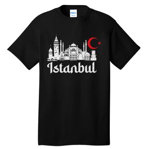 Istanbul Landmark Hagia Sophia Silhouette Turkey Muslim Flag Tall T-Shirt