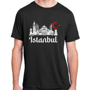 Istanbul Landmark Hagia Sophia Silhouette Turkey Muslim Flag Adult ChromaSoft Performance T-Shirt