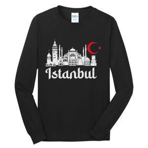 Istanbul Landmark Hagia Sophia Silhouette Turkey Muslim Flag Tall Long Sleeve T-Shirt