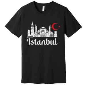 Istanbul Landmark Hagia Sophia Silhouette Turkey Muslim Flag Premium T-Shirt