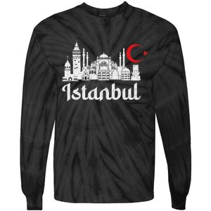 Istanbul Landmark Hagia Sophia Silhouette Turkey Muslim Flag Tie-Dye Long Sleeve Shirt