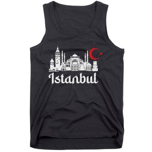 Istanbul Landmark Hagia Sophia Silhouette Turkey Muslim Flag Tank Top