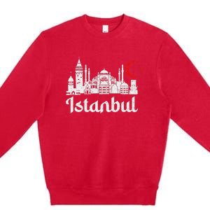 Istanbul Landmark Hagia Sophia Silhouette Turkey Muslim Flag Premium Crewneck Sweatshirt