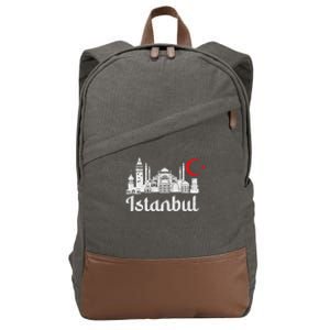 Istanbul Landmark Hagia Sophia Silhouette Turkey Muslim Flag Cotton Canvas Backpack