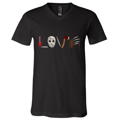 I Love Horror Movies Scary Movie V-Neck T-Shirt