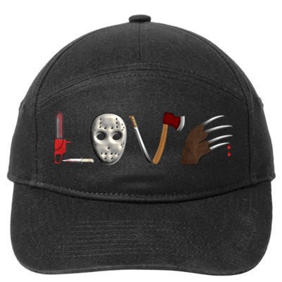 I Love Horror Movies Scary Movie 7-Panel Snapback Hat