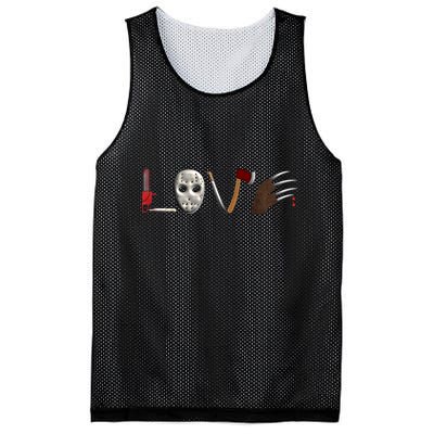 I Love Horror Movies Scary Movie Mesh Reversible Basketball Jersey Tank
