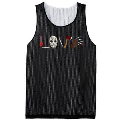 I Love Horror Movies Scary Movie Mesh Reversible Basketball Jersey Tank