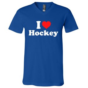 I Love Hockey Cute Gift V-Neck T-Shirt