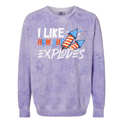 I Like How She Explodes, I Like How He Bangs, 4th of July Colorblast Crewneck Sweatshirt