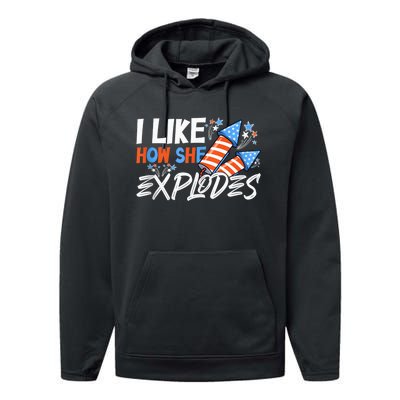 I Like How She Explodes, I Like How He Bangs, 4th of July Performance Fleece Hoodie