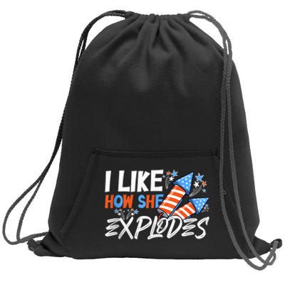 I Like How She Explodes, I Like How He Bangs, 4th of July Sweatshirt Cinch Pack Bag