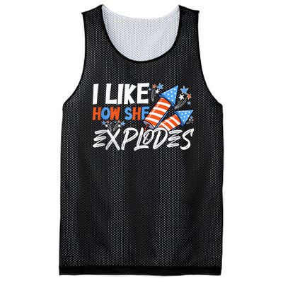 I Like How She Explodes, I Like How He Bangs, 4th of July Mesh Reversible Basketball Jersey Tank