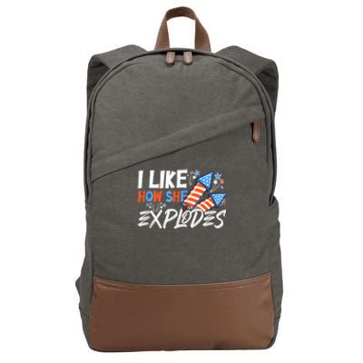 I Like How She Explodes, I Like How He Bangs, 4th of July Cotton Canvas Backpack