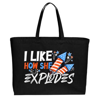 I Like How She Explodes, I Like How He Bangs, 4th of July Cotton Canvas Jumbo Tote