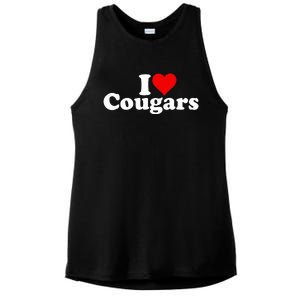 I Love Heart Cougars Sexy Older Women Ladies PosiCharge Tri-Blend Wicking Tank