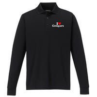 I Love Heart Cougars Sexy Older Women Performance Long Sleeve Polo