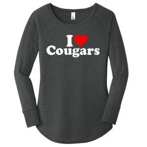 I Love Heart Cougars Sexy Older Women Women's Perfect Tri Tunic Long Sleeve Shirt