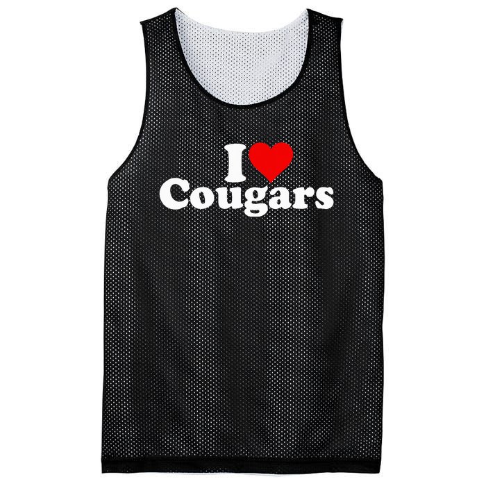 I Love Heart Cougars Sexy Older Women Mesh Reversible Basketball Jersey Tank