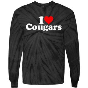 I Love Heart Cougars Sexy Older Women Tie-Dye Long Sleeve Shirt