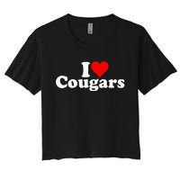 I Love Heart Cougars Sexy Older Women Women's Crop Top Tee