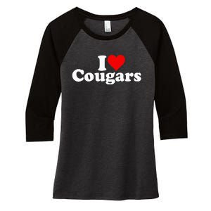 I Love Heart Cougars Sexy Older Women Women's Tri-Blend 3/4-Sleeve Raglan Shirt