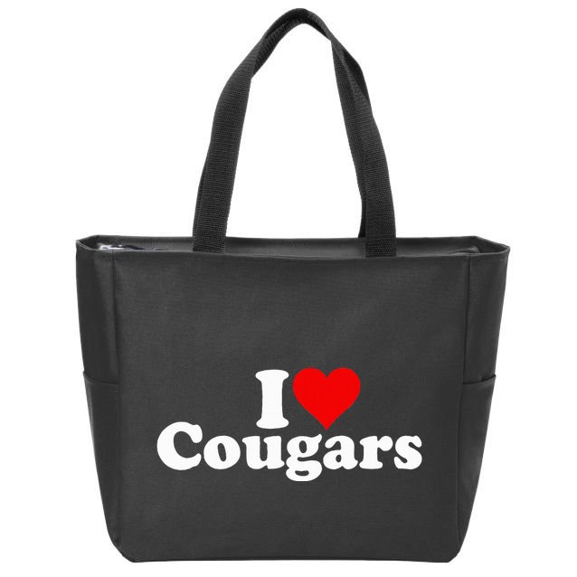 I Love Heart Cougars Sexy Older Women Zip Tote Bag