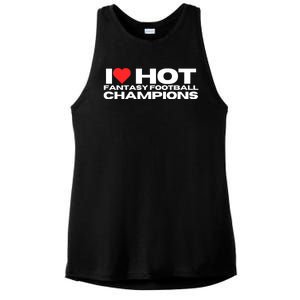 I Love Hot Fantasy Football Champions Mom Wife Girlfriend Ladies PosiCharge Tri-Blend Wicking Tank