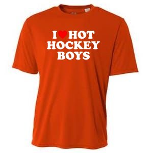 I Love Hot Hockey Gift Cooling Performance Crew T-Shirt