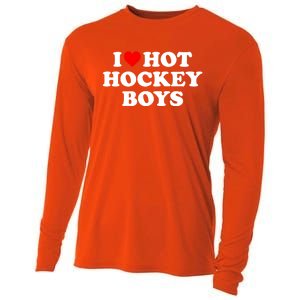 I Love Hot Hockey Gift Cooling Performance Long Sleeve Crew